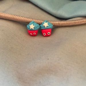 American flag cupcake earrings